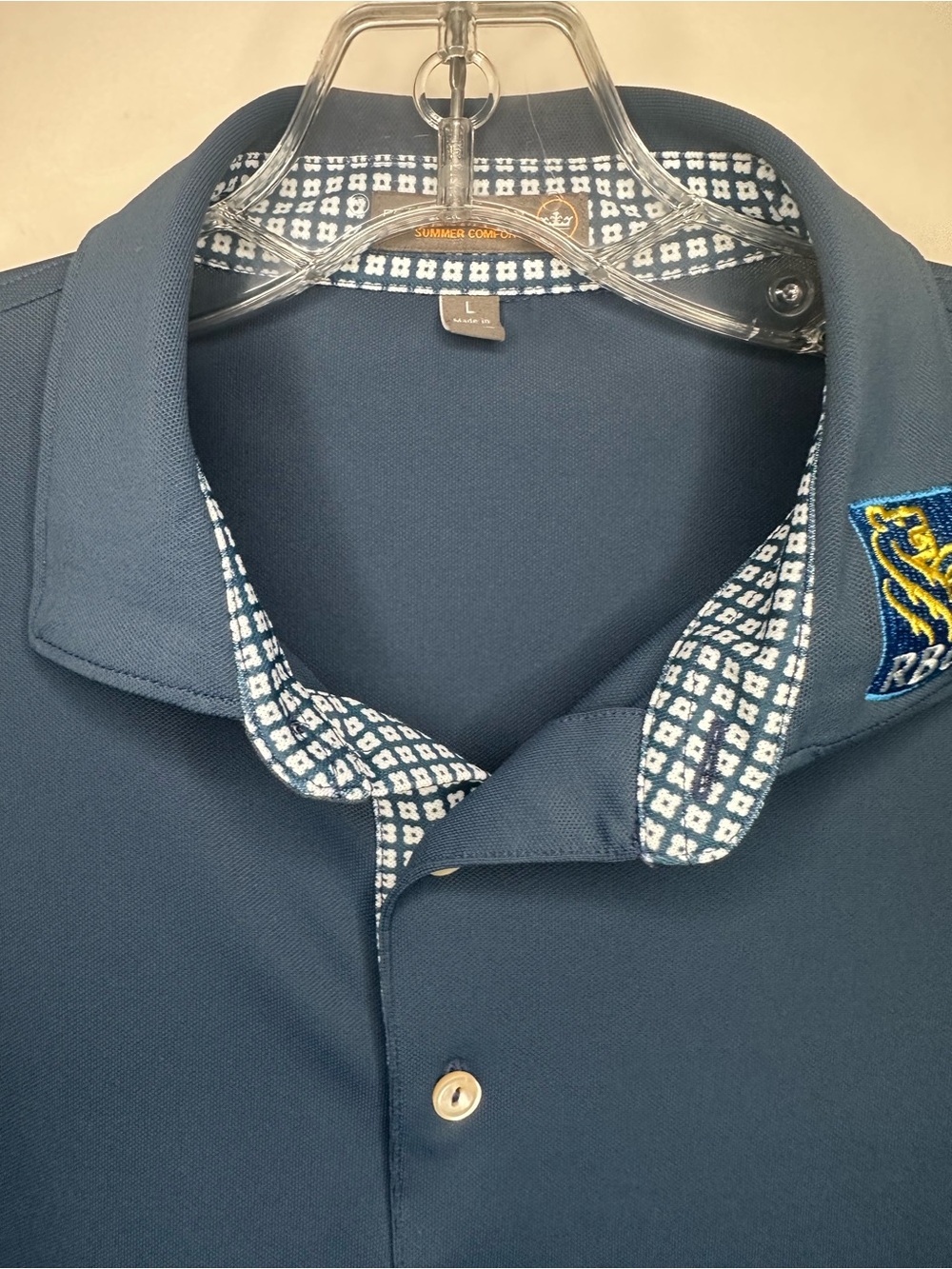 Peter Millar Blue Short-Sleeve Polo with Collar Accent, RBC and Glen Arbor logos - Picture 3 of 8